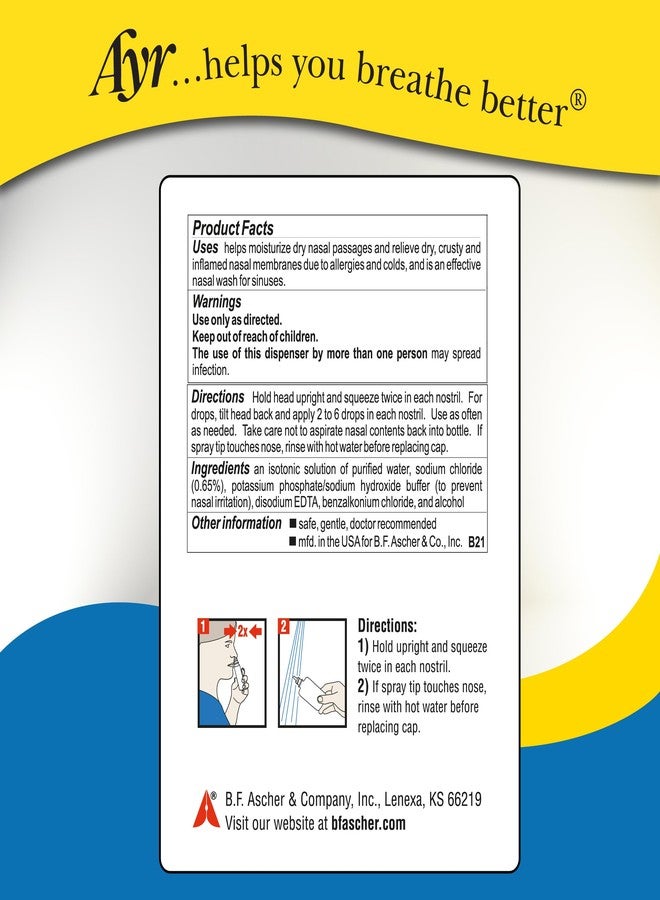 آير بخاخ أنفي ملحي من آير 1.69 أونصة سائلة (الكمية 6) - Image 3